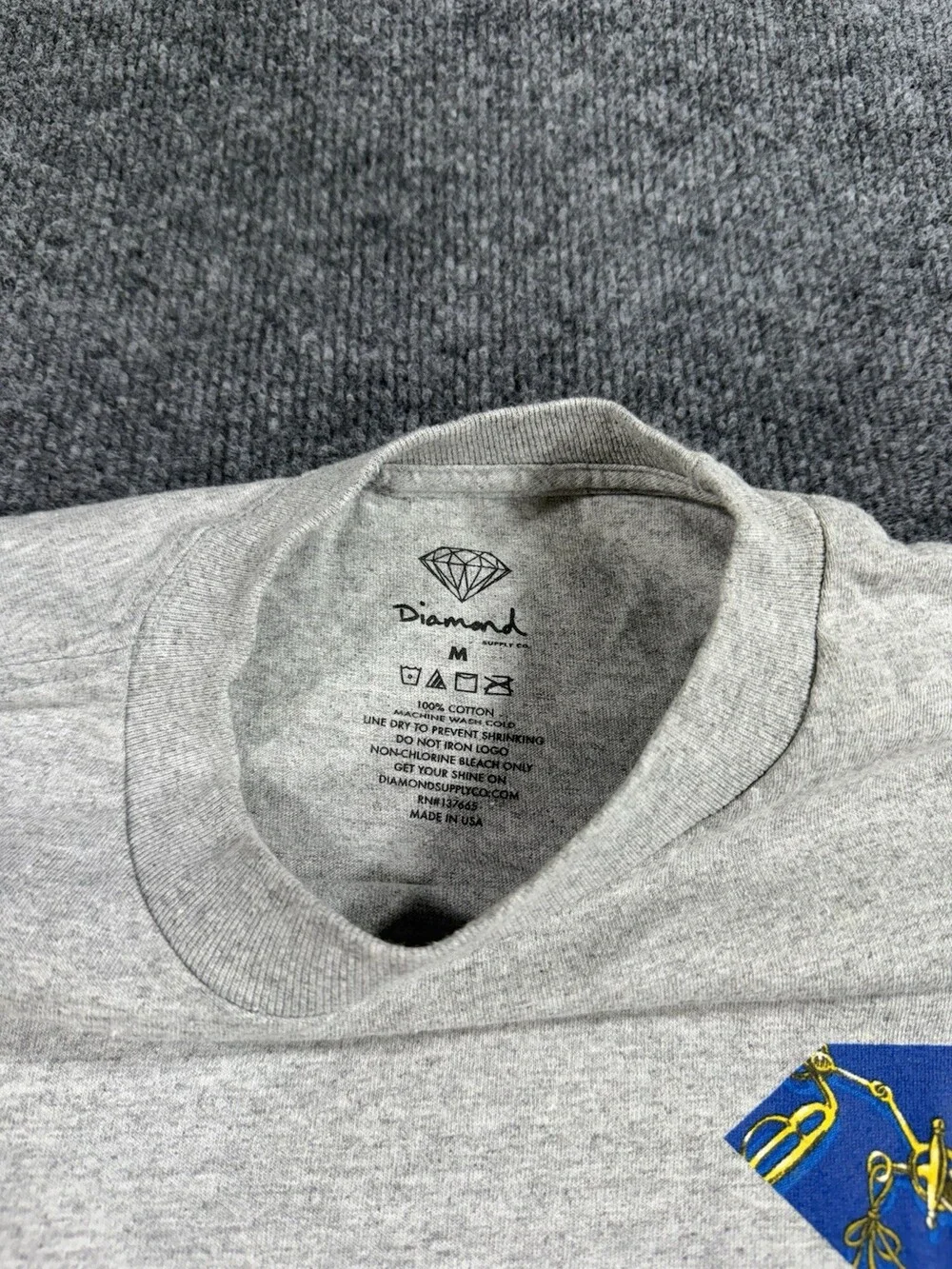 Diamond Supply Co Long Sleeve T Shirt Mens M Gray Nautical Graphic Made USA